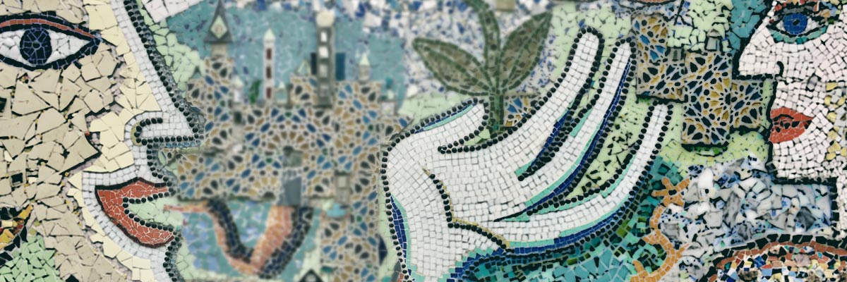 Mosaïque de 2 personnes en conversation